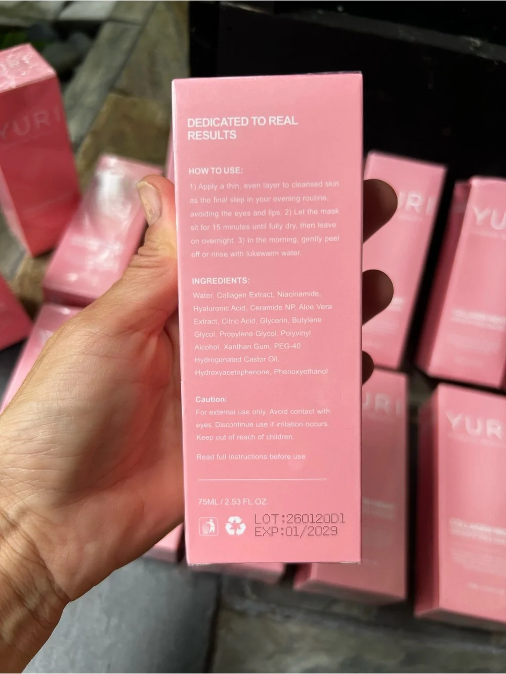 YURI Collagen Night Wrapping Mask - Pink Packaging Sealed Box